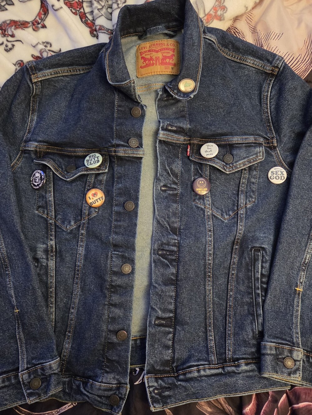 Levi's Blue Denim Trucker Jacket with Pin Buttons